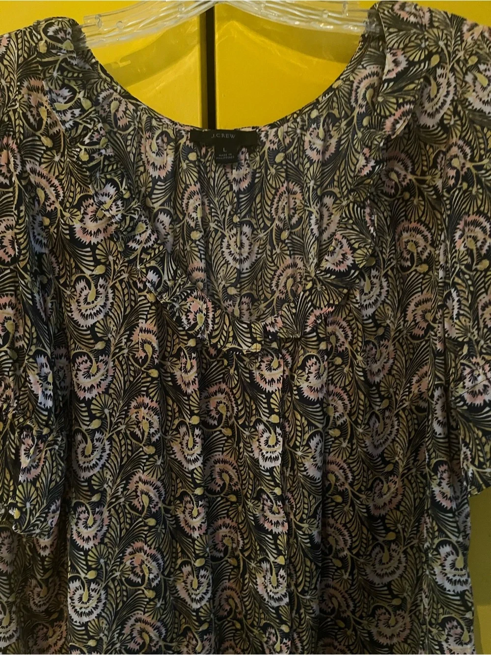 J Crew satin dandelion satin  blouse sz L